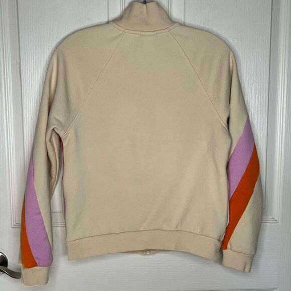 Lego Sz XS Zip Up Sweatshirt Colorblock Stripes Tan Purple Red Orange - Picture 7 of 13